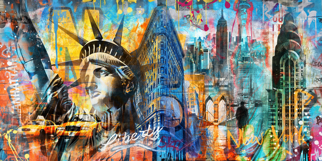2402001 - New York Pop Art Collage | Eine besonders kunstvolle New York Collage im Pop Art / Graffiti Stil.