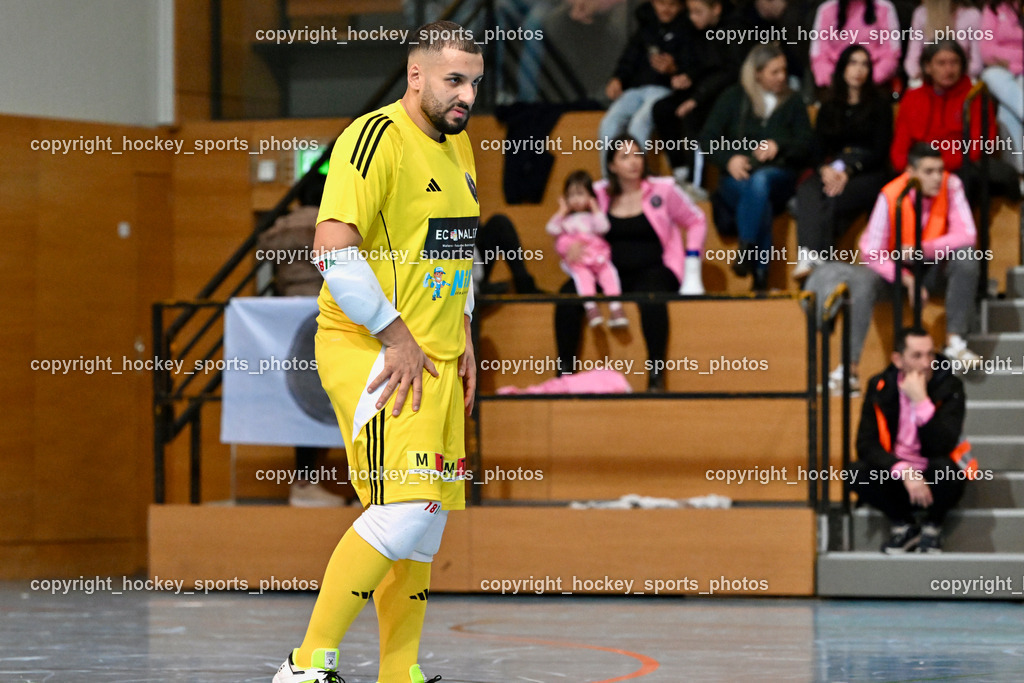 Carinthia Flamengo Futsal Club vs. Futsal Klagenfurt | #1 Youssef Helal Carinthia Flamengo, Carinthia Flamengo Futsal Club vs. Futsal Klagenfurt, Carinthia Flamengo Futsal Club vs. Futsal Klagenfurt am 01.12.2024 in Klagenfurt (Ballspielhalle Viktring), Austria, (Photo by Bernd Stefan)