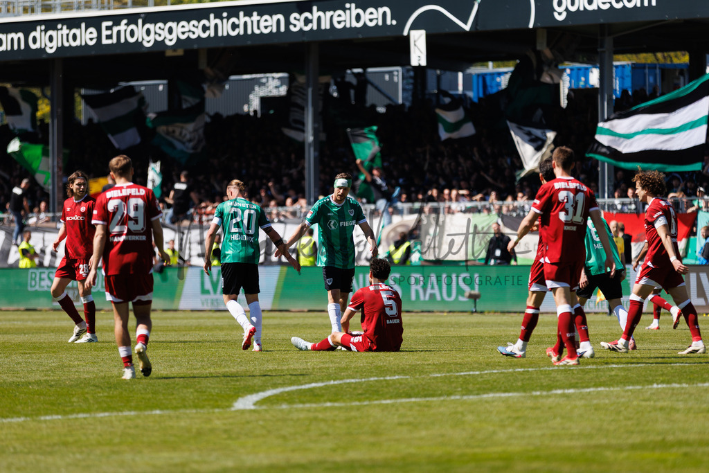 2. Bundesliga, Saison 2025/26, 31. Spieltag: SC Preußen Münster - DSC Arminia Bielefeld | Münster, 25.04.2026: 2. Bundesliga, 31. Spieltag, SC Preußen Münster gegen Arminia Bielefeld im LVM-Preußenstadion in Münster. Foto: sportfotografie.ms | Markus Paletta - Realisiert mit Pictrs.com