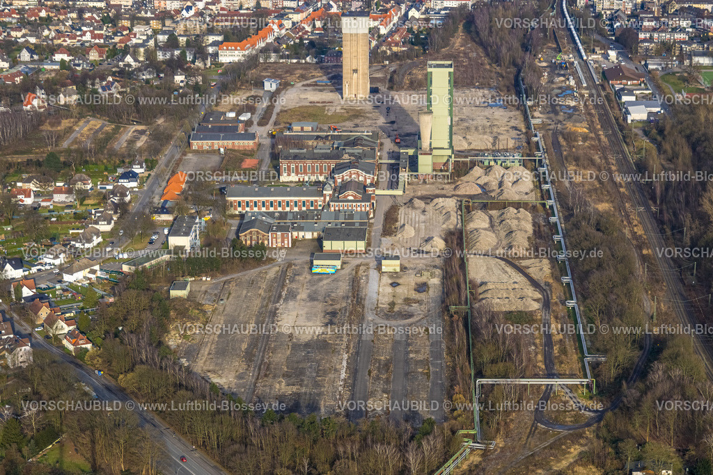 Gelsenkirchen250203301Nord-2 | Luftbild, ehemaliges DSK Bergwerk Lippe Westerholt, neues Quartier für klimagerechtes Arbeiten und Wohnen, Egonstraße, an der Stadtgrenze zu Gelsenkirchen, umgeben von herbstlichen Laubbäumen, Hassel, Gelsenkirchen, Ruhrgebiet, Nordrhein-Westfalen, Deutschland