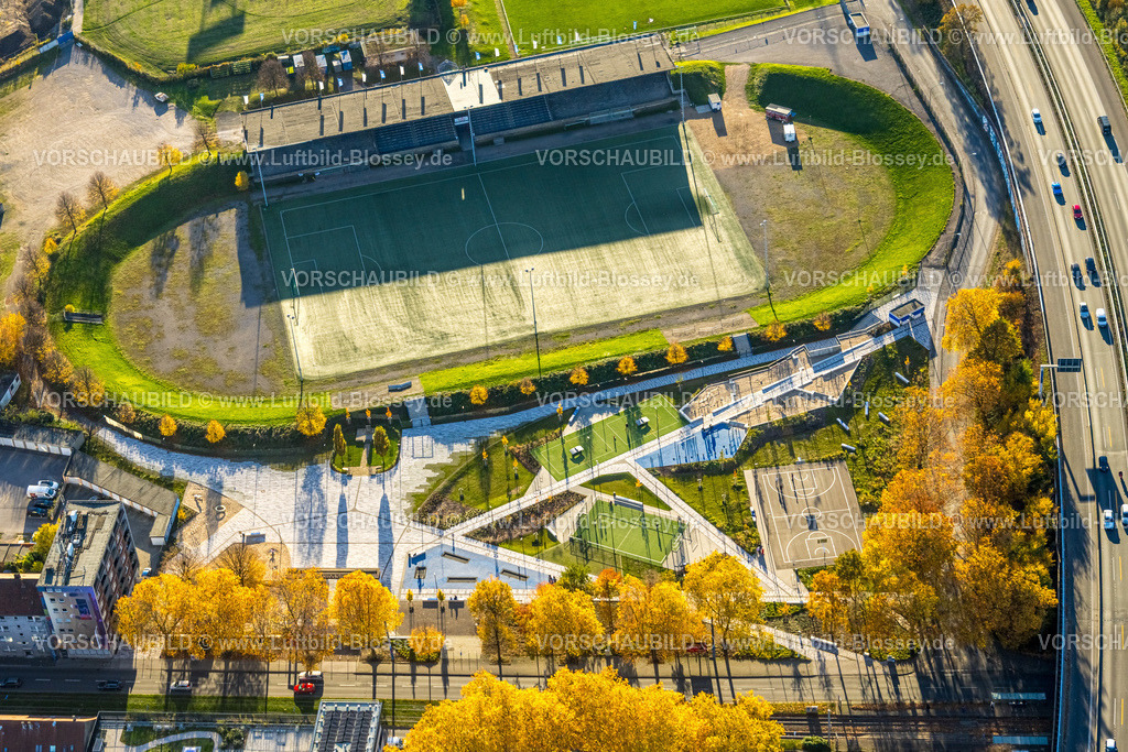 HB-Gelsenkirchen251103196schalke | Luftbild, Kampfbahn Glückauf Fußballstadion mit Sportgarten an der Glückauf-Kampfbahn, Schalke-Nord, Gelsenkirchen, Ruhrgebiet, Nordrhein-Westfalen, Deutschland