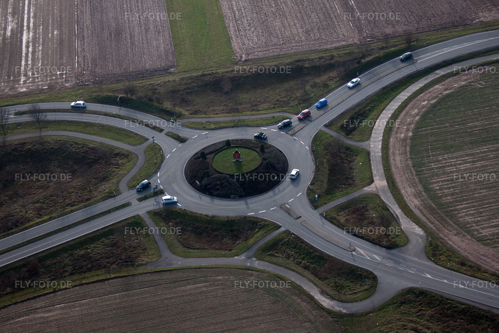 Luftbild: LD-Mörlheim, Kreisel in Offenbach an der Queich im Bundesland Rheinland-Pfalz in Deutschland. Foto: IMG_61666.jpg vom 18.01.2014 durch Werner Riehm/FLY-FOTO.de