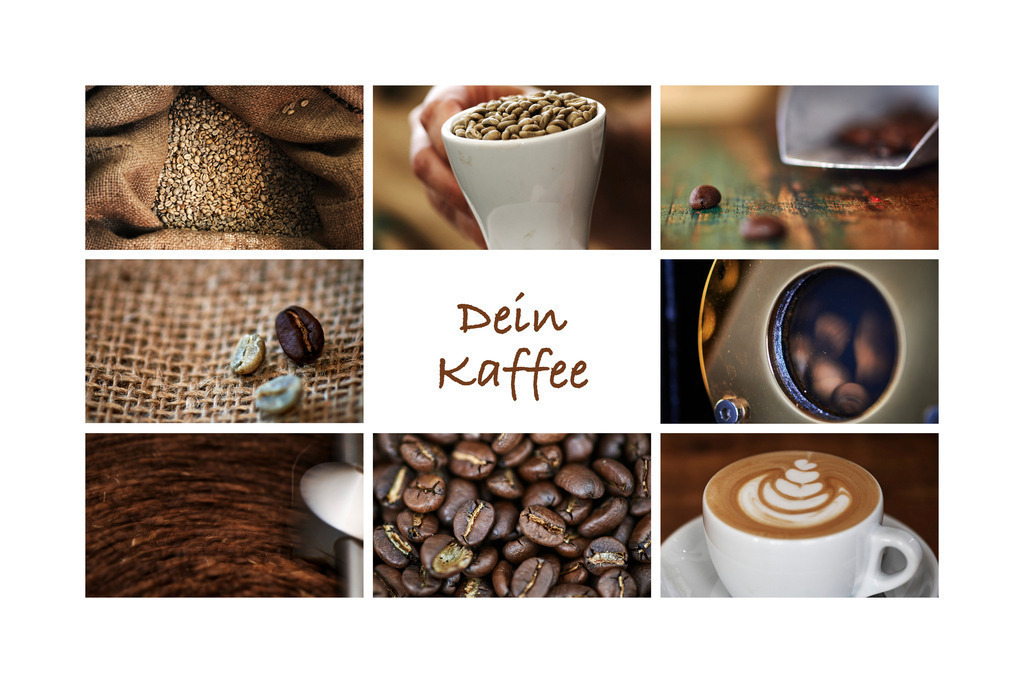 Fotocollage Dein Kaffee | Stockfotografie und Reportagefotos, geeignet für Medien und Presse als Download (inkl. Redakteur-Zugang), sowie als Deko- Schmuck- und Wandbilder. Handgemacht und 100% KI frei. - Realisiert mit Pictrs.com