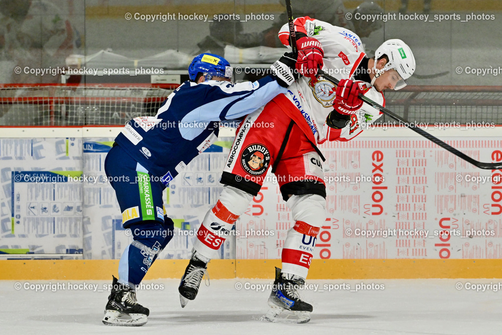 ESV FERLACH vs. ESC SOCCERZONE STEINDORF | #92 Ratz Patrick ESC Steindorf, #91 Alagic Adis ESV Ferlach, ESV FERLACH vs. ESC SOCCERZONE STEINDORF, ESV FERLACH vs. ESC SOCCERZONE STEINDORF am 22.11.2024 in Ferlach (Eishalle Ferlach ), Austria, (Photo by Bernd Stefan)