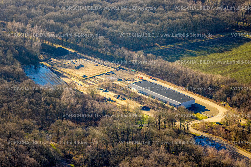Selm230205174Bork | Luftbild, Baustelle, Forschungs- und Technologiezentrum Ladungssicherung Selm (F&amp;T LaSiSe), Auf der Koppel, 100,Alstedde, Lünen, Münsterland, Nordrhein-Westfalen, Deutschland