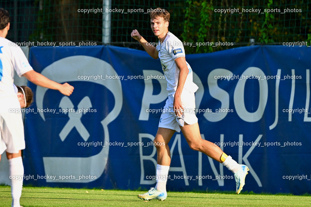 SAK vs. SV Dellach Gail | Jubel #11 Luka Jerin SAK, SAK vs. SV Dellach Gail, SAK vs. SV Dellach Gail am 14.08.2025 in Klagenfurt (Sportpark Welzenegg), Austria, (Photo by Bernd Stefan)