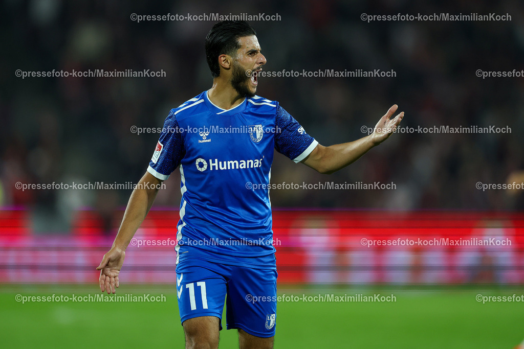 Koe14092402174 | 14.09.2024, 2. Fußball Bundesliga, 1. FC Köln - 1. FC Magdeburg, RheinEnergieSTADION, Saison 2024 2025: Mohammed El Hankouri (1.FC Magdeburg #11) gestikulierendDFB regulations prohibit any use of photographs as image sequences and or quasi-video.