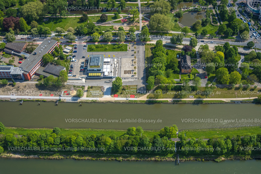 Hamm240506200 | Luftbild, R-Cafe Hamm, Gymnasium Hammonense, Datteln-Hamm-Kanal, Kanalkante, Ruderzentrum, Hamm, Ruhrgebiet, Nordrhein-Westfalen, Deutschland