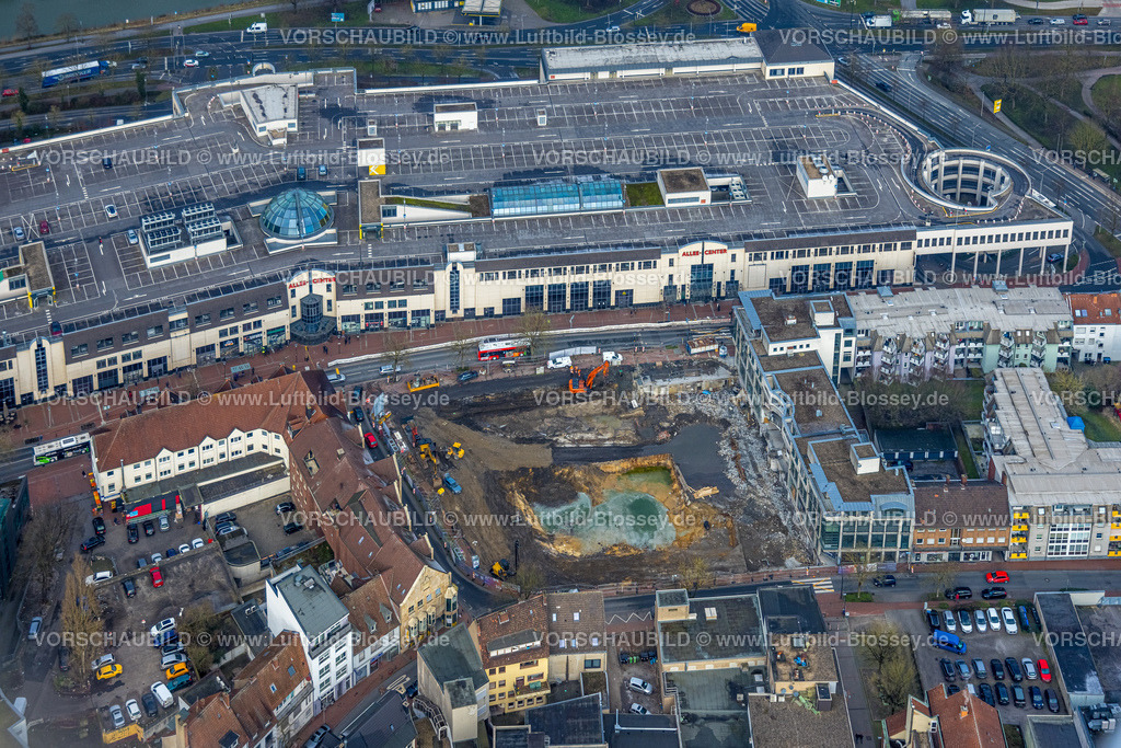 Hamm250201444Mitte | Luftbild, Baustelle mit Abriss der Westhälfte der Ritterpassage, daneben dias Allee-Center mit Fußgängerzone Westenwall, Mitte, Hamm, Ruhrgebiet, Nordrhein-Westfalen, Deutschland