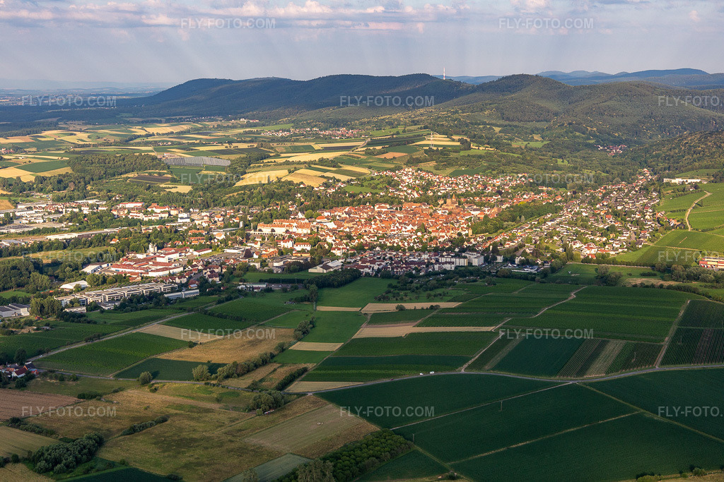Aerial view: View of the streets and houses in the residential areas in Wissembourg in the state Bas-Rhin, France.Photo: IMG_120920.jpg taken on 06/26/2020 by Werner Riehm/FLY-FOTO.comResolution of the original: 5472 x 3648 px