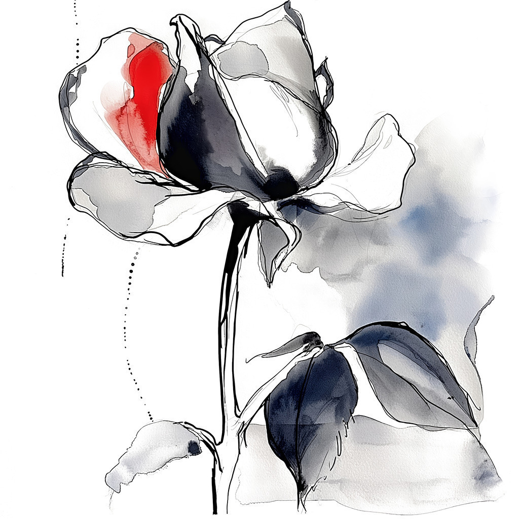 2404033 - Abstrakte Rose | Minimalistisches Motiv einer Rose im Stil eines Aquarells.