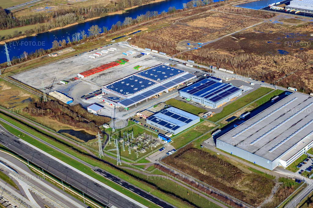 Luftbild: Umspannwerk, WAS Logistics und Spedition Nuss im Industriegebiet Oberwald in Wörth am Rhein im Bundesland Rheinland-Pfalz in Deutschland. Foto: IMG_23281.jpg vom 02.12.2009 durch Werner Riehm/FLY-FOTO.deWhatsApp