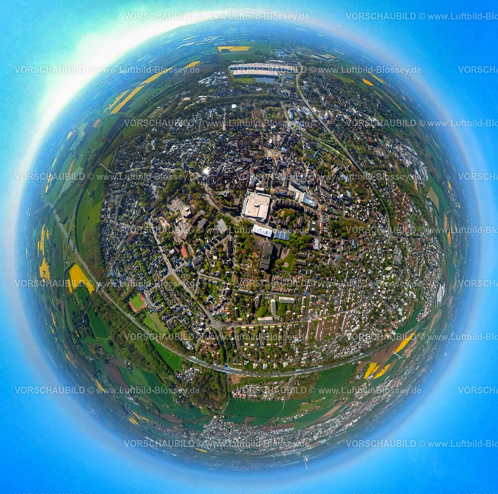 Kamen230520016Mitte | Luftbild, Kamen-Mitte, City mit Kamen Quadrat Einkaufszentrum,  Erdkugel, Fisheye Aufnahme, Fischaugen Aufnahme, 360 Grad Aufnahme, , Kamen, Ruhrgebiet, Nordrhein-Westfalen, Deutschland