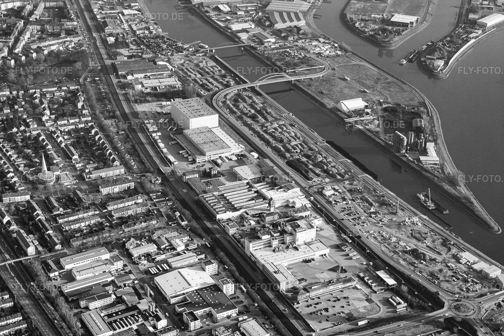 Luftbild: Rheinauhafen Duisburger Straße im Ortsteil Rheinau in Mannheim im Bundesland Baden-Württemberg in Deutschland. Foto: IMG_25258.jpg vom 23.03.2010 durch Werner Riehm/FLY-FOTO.de