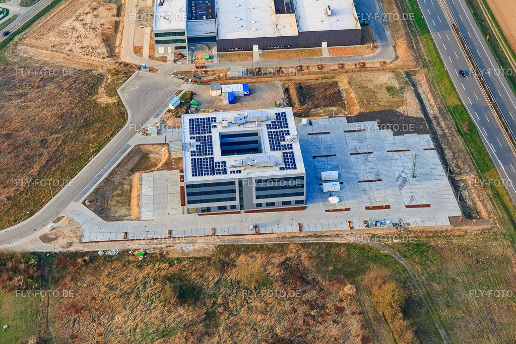 FISCHER und MTS MarkenTechnikService GmbH & Co. KG https://www.fischer-bike.com/ http://www.mts-gruppe.com/ | Luftbild: FISCHER und MTS MarkenTechnikService GmbH & Co. KG https://www.fischer-bike.com/ http://www.mts-gruppe.com/ in Rülzheim im Bundesland Rheinland-Pfalz in Deutschland. Foto: IMG_113277.jpg vom 23.03.2019 durch Werner Riehm/FLY-FOTO.de - Realisiert mit Pictrs.com