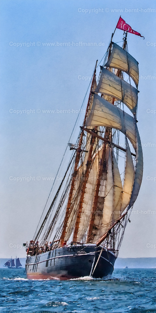 PDM2_2226_RR16_ACTIV_60x120 | DIGITALKUNST. Bramsegelschoner ACTIV. __ Der Dreimaster segelt " hart am Wind " während der " Rum-Regatta " auf der Flensburger Förde. __ Seitenverhältnis = 1 zu 2 - Realisiert mit Pictrs.com