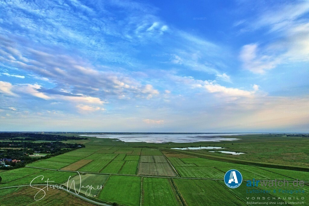 Luftbilder Hattstedtermarsch | Luftbilder, Nordsee, Nordfriesland, Hattstedtermarsch, Sterdebüll, Deichweg, Speckiweg, Seedeichgraben, Husumer Bucht