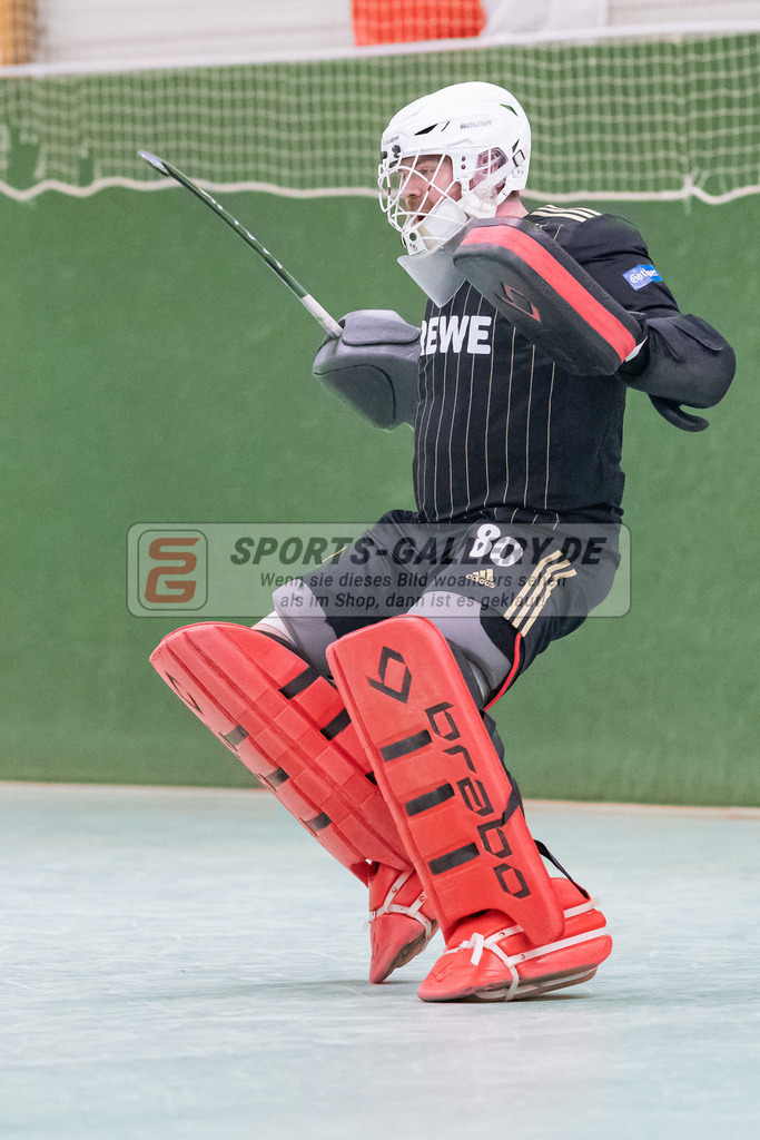 HK_20230128_103518 | 1. Bundesliga 1/4 Finale ( Herren ) Rot-Weiss Köln - Club an der Alster am 28.1.2023 Rot-Weiss Köln  , Köln , Lennard Leist ( Torwart Rot-Weiss Köln #80 )