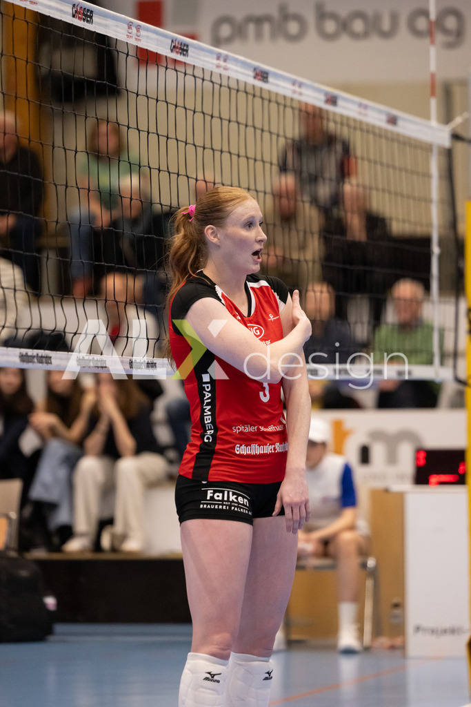 Volleyball I Frauen I Saison 2025-2026 I Volleyball NLA | Women I 1/2 Finals I  VC Kanti Schaffhausen - Sm'Aesch Pfeffingen I 18.03.2026 | 3 Sydney Cole (USA) (VC Kanti Schaffhausen) – Pass / Zuspiel - Realisiert mit Pictrs.com