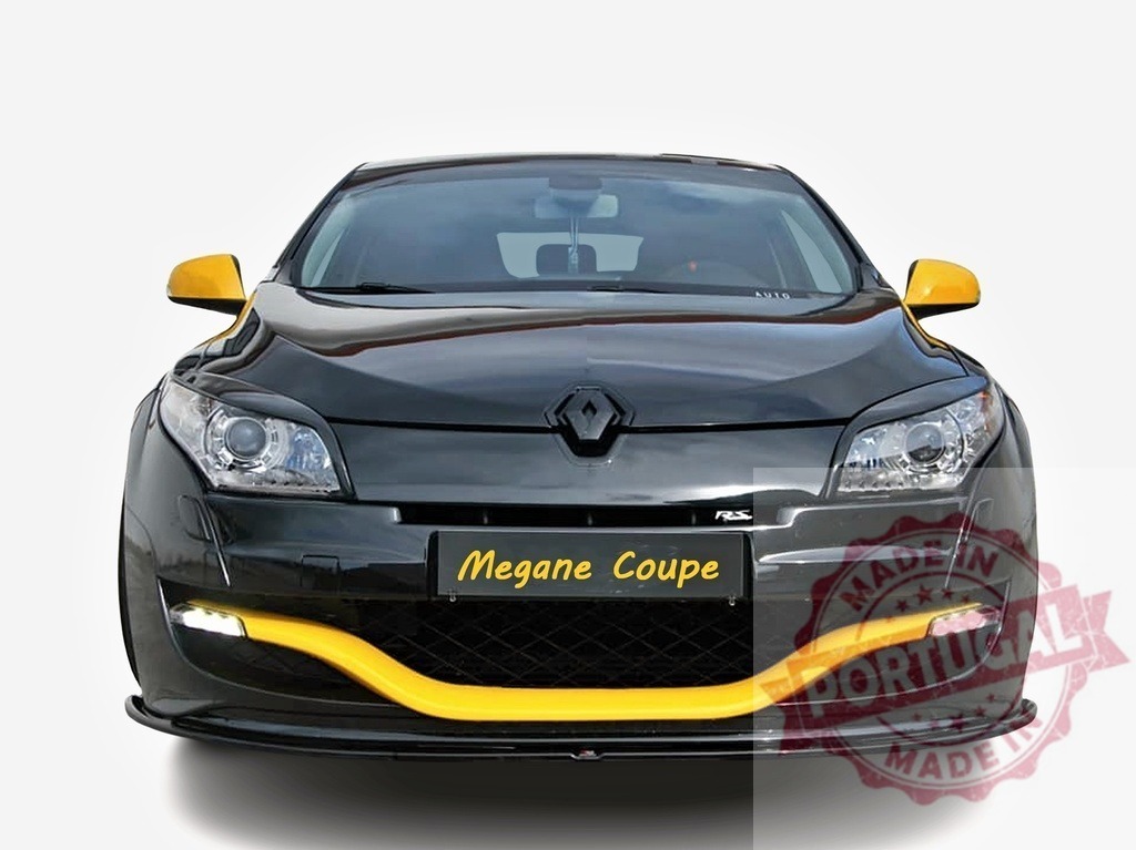 Renault Megane Coupe RS black sports sports car isolated | Black Renault Megane Coupe RS with yellow accents on a white background - Realisiert mit Pictrs.com