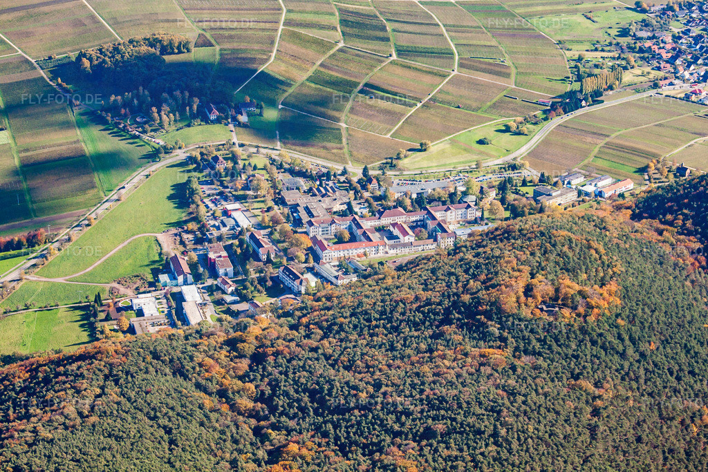 Klinikgelände des Krankenhauses Pfalzklinik Landeck | Luftbild: Klinikgelände des Krankenhauses Pfalzklinik Landeck in Klingenmünster im Bundesland Rheinland-Pfalz in Deutschland. Foto: IMG_34800.jpg vom 26.10.2010 durch Werner Riehm/FLY-FOTO.de - Realisiert mit Pictrs.com