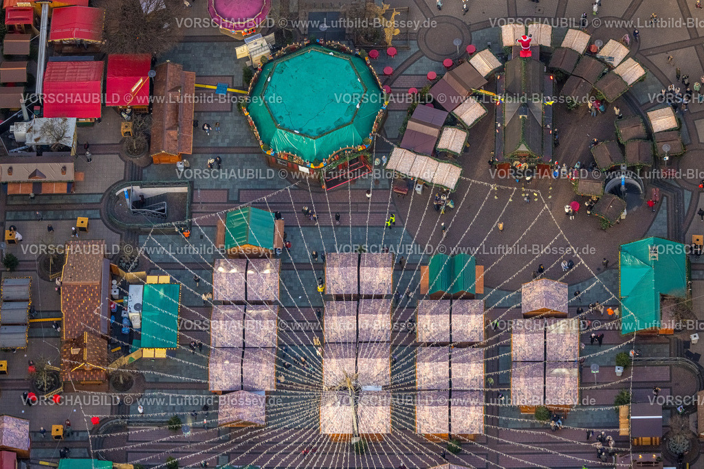 Essen251201464 | Luftbild, Weihnachtsmarkt in der Essener City, Kennedyplatz, Essen, Ruhrgebiet, Nordrhein-Westfalen, Deutschland