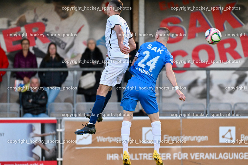 SAK vs. ATUS Velden 19.4.2024 | #7 Anel Mujkic ATUS Velden, #24 Zoran Vukovic SAK, SAK vs. ATUS Velden 19.4.2024, SAK vs. ATUS Velden am 19.04.2024 in Klagenfurt (Sportpark Welzenegg), Austria, (Photo by Bernd Stefan)