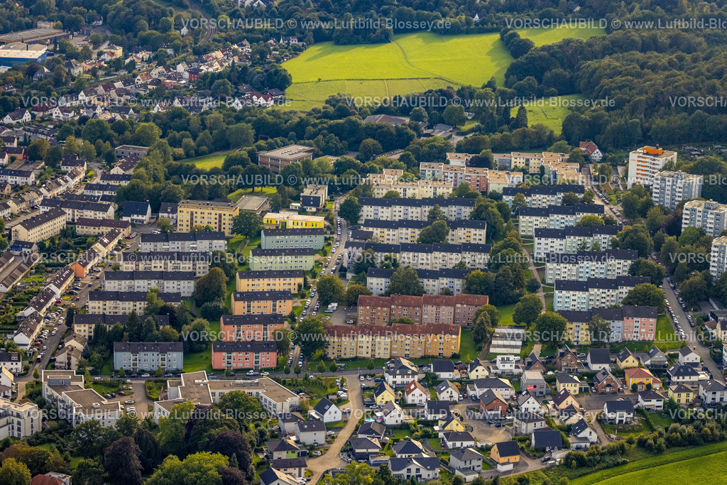 Hagen230903848 | Luftbild, Reihenhaus Mietshäuser Wohnsiedlung Twittingstraße und Ährenstraße, Haspe-West, Hagen, Ruhrgebiet, Nordrhein-Westfalen, Deutschland