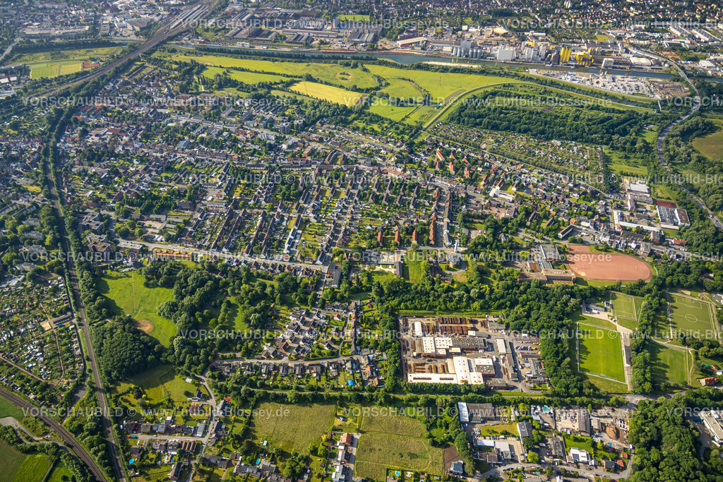 Hamm220601536 | Luftbild, Wohnsiedlung zwischen Großer Sandweg und Nordenstiftsweg, Nienbrügger Berg, Lippeaue am Hafen, Kleingartenverein Nordenheide, Bockum-Hövel, Hamm, Ruhrgebiet, Nordrhein-Westfalen, Deutschland