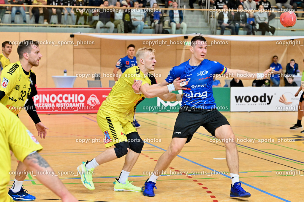 SC Ferlach vs. Bregenz Handball | #71 Schröder Andreas Bregenz Handball, #10 Perkusic Toni SC Ferlach, #32 KOTAR Matic Bregenz Handball, SC Ferlach vs. Bregenz Handball, SC Ferlach vs. Bregenz Handball am 28.09.2024 in Ferlach (Ballspielhalle Ferlach), Austria, (Photo by Bernd Stefan)