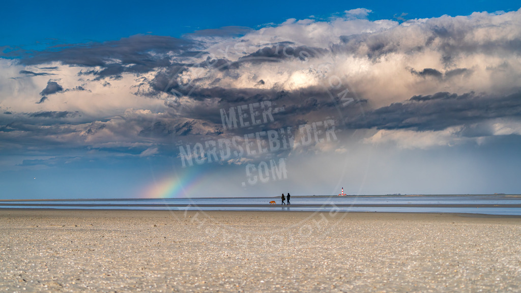 Spaziergang unterm Regenbogen | Westerhever Leuchtturm unterm Regenbogen