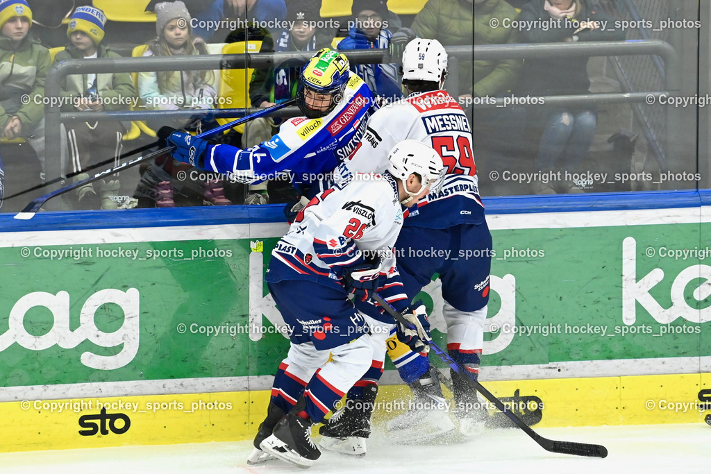 EC IDM Wärmepumpen VSV vs. Hydro Fehervar AV 19 | #26 Rasmus Kulmala Hydro Fehervar, #59 Joel Messner Hydro Fehervar, #46 Paul Sintschnig EC VSV, EC IDM Wärmepumpen VSV vs. Hydro Fehervar AV 19, EC IDM Wärmepumpen VSV vs. Hydro Fehervar AV 19  am 17.01.2026 in Villach (Stadthalle Villach), Austria, (Photo by Bernd Stefan)