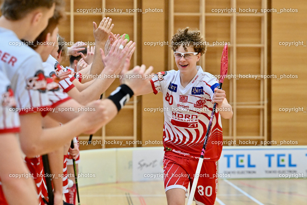 VSV Unihockye vs. KAC Floorball | #80 Lino Roth KAC Floorball, VSV Unihockye vs. KAC Floorball, VSV Unihockye vs. KAC Floorball am 13.04.2025 in Villach (Ballspielhalle St. Martin), Austria, (Photo by Bernd Stefan)