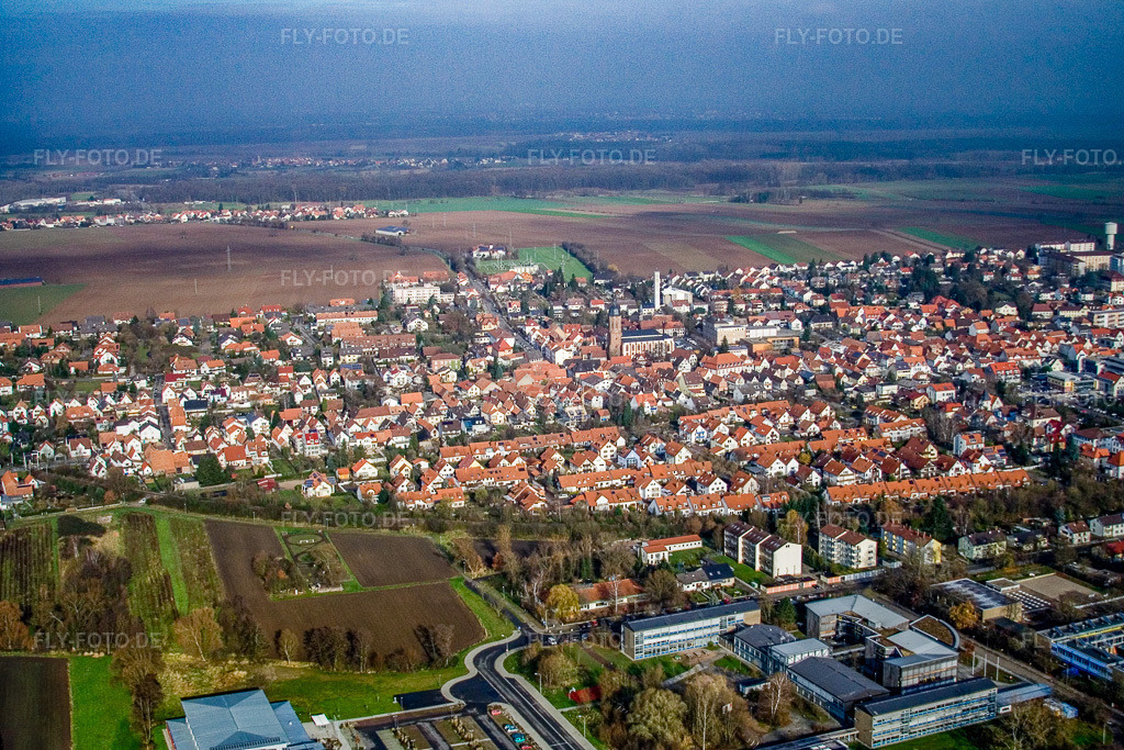 Luftbild: Innnenstadt von Südwesten in Kandel im Bundesland Rheinland-Pfalz in Deutschland. Foto: IMG_14597.jpg vom 26.11.2008 durch Werner Riehm/FLY-FOTO.de