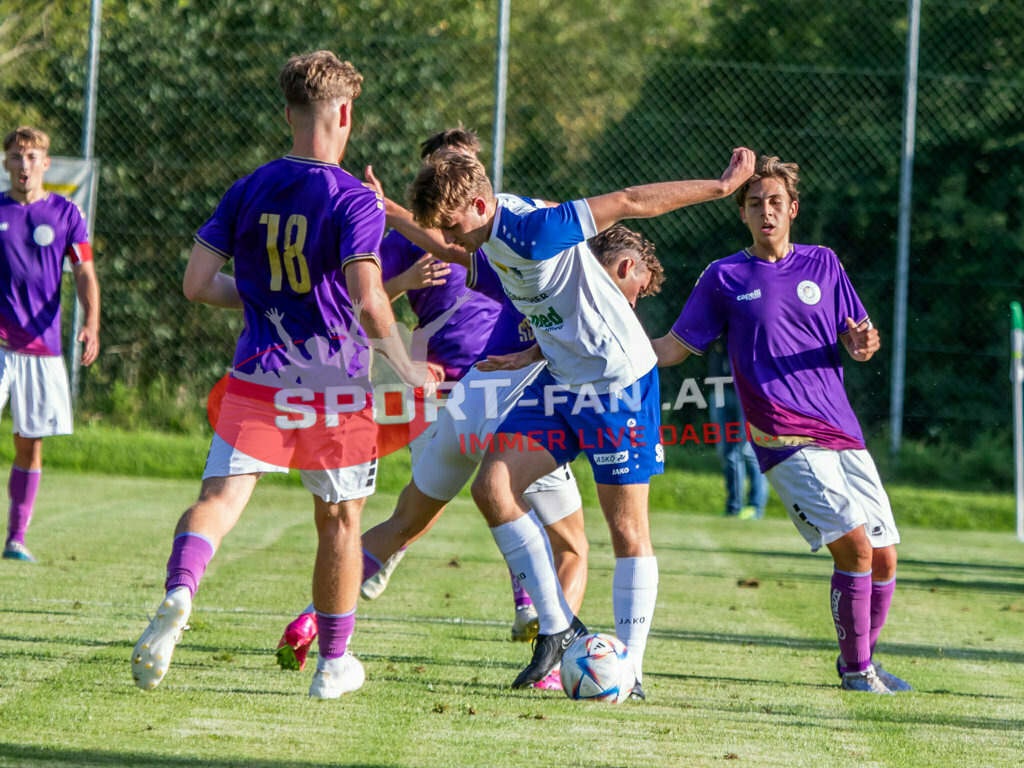Austria Klagenfurt Amateure - SK Treibach 1-1, Kärntner Liga 2. Runde | Moritz Berg (Austria Klagenfurt Amateure #18) Austria Klagenfurt Amateure - SK Treibach 1-1 am 08.08.2023 in Brückl
(Sportplatz), Austria, (Photo by Ernst Krawagner sport-fan.at) - Realisiert mit Pictrs.com