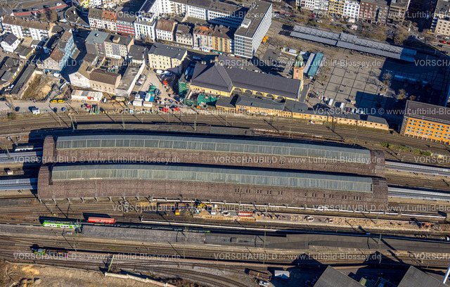 Hagen250302442 | Luftbild, Hbf Hauptbahnhof Hagen mit Bahnhofsvorplatz und Bahnsteigen, Wehringhausen, Hagen, Ruhrgebiet, Nordrhein-Westfalen, Deutschland