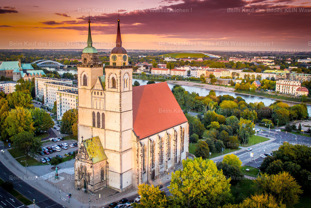 Luftbild Magdeburg Johanniskirche Sonnenuntergang NEU-2580 | Johanniskirche - Réalisé avec Pictrs.com