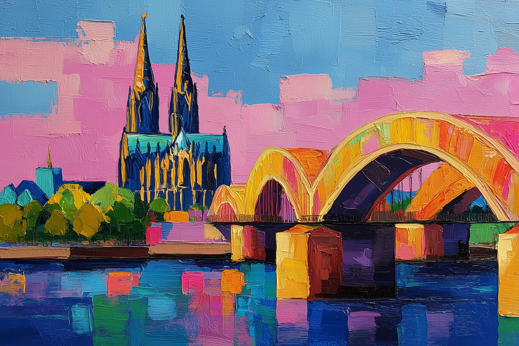 2606015 - Abstraktes Köln Gemälde | Eindrucksvolles Köln-Motiv im Stil eines modernen abstrakten Gemäldes. Ein farbintensiver Blickfang für deine Räume. Konfiguriere dieses Köln Gemälde im nächsten Schritt als hochwertigen Kunstdruck auf Leinwand, Alu-Dibond oder hinter Acrylglas.
