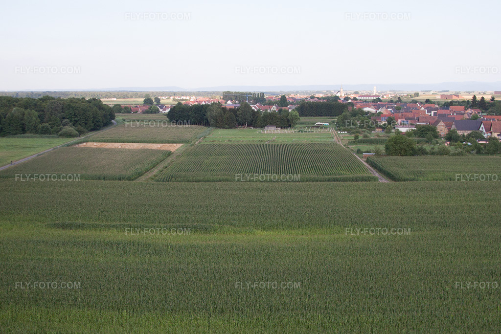 Aerial view: View of the town in Schleithal in the state Bas-Rhin, France.Photo: IMG_59009.jpg taken on 08/04/2013 by Werner Riehm/FLY-FOTO.comResolution of the original: 4477 x 2984 px