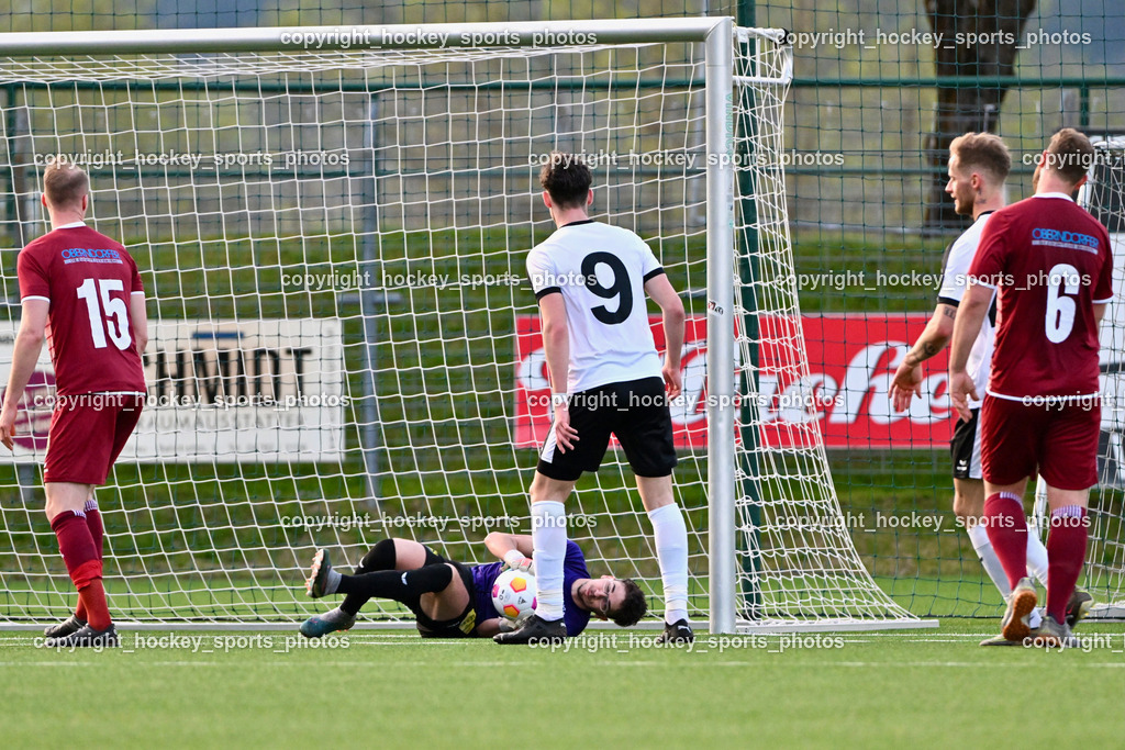 SV Spittal vs. VST Völkermarkt 5.4.2024 | #15 Matthias Maierhofer VST Völkermarkt, #22 Philip Luschin VST Völkermarkt, #9 Samuel Müllmann SV Spittal, #6 Lukas Ladinig VST Völkermarkt, SV Spittal vs. VST Völkermarkt 5.4.2024, SV Spittal vs. VST Völkermarkt am 05.04.2024 in Spittal an der Drau (Goldeck Stadion), Austria, (Photo by Bernd Stefan)