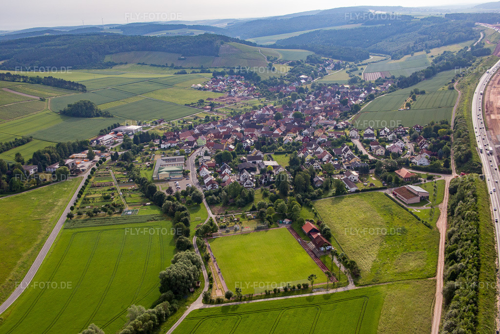 Luftbild: Sportplatz im Ortsteil Dertingen in Wertheim im Bundesland Baden-Württemberg in Deutschland. Foto: IMG_089738.jpg vom 11.06.2016 durch Werner Riehm/FLY-FOTO.de