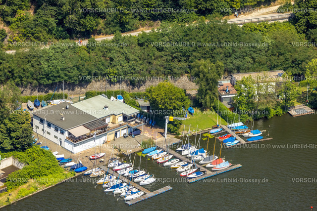 Essen230708117 | Luftbild, Essener Kanu- und Segelgesellschaft, Segelboote Anlegestelle, Bredeney, Essen, Ruhrgebiet, Nordrhein-Westfalen, Deutschland