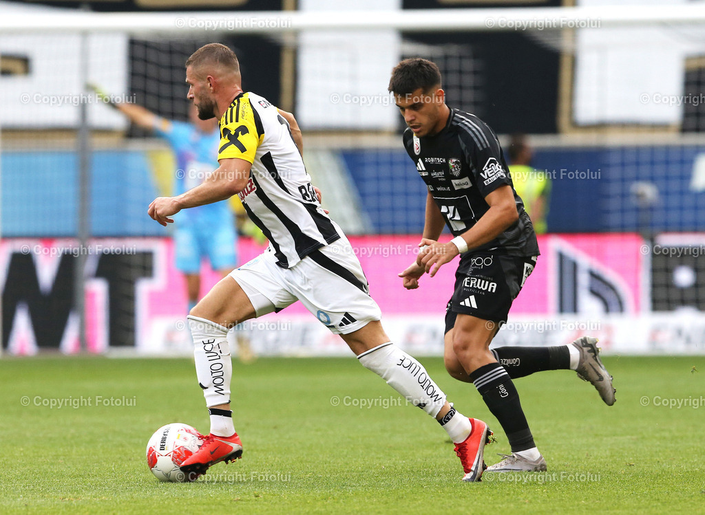 A_LUI_02092024_01 | SPORT,FUSSBALL,ADMIRAL BUNDESLIGA LASK-RZ PELLETS WAC 01.09.24 IM BILD: VALON BERISHA (LASK) UND DEJAN ZUKIC (WAC) FOTO:FOTOLUI/MW