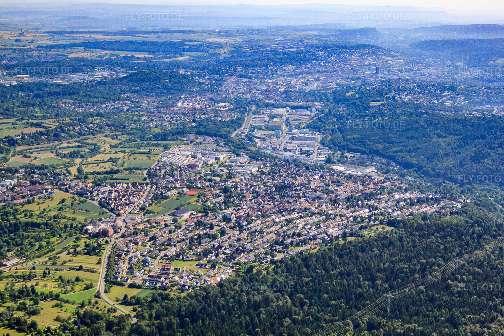Luftbild: Stadtansicht aus Süden in Birkenfeld im Bundesland Baden-Württemberg in Deutschland. Foto: IMG_67795.jpg vom 09.06.2014 durch Werner Riehm/FLY-FOTO.de