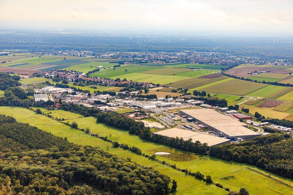 Luftbild: Industriegebiet Horst aus Nordwesten im Ortsteil Minderslachen in Kandel im Bundesland Rheinland-Pfalz in Deutschland. Foto: IMG_072775.jpg vom 19.09.2014 durch Werner Riehm/FLY-FOTO.de