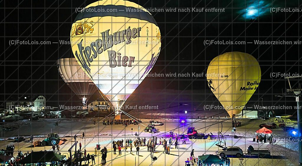 182571_Luftbild_Nacht der Ballone_mit Mondaufgang | (C)FotoLois.com, Alois Spandl. Luftbild, NACHT der BALLONE in Lackenhof am Ötscher bei der Ötscherlift-Talstation, während der Veranstaltung erlebte man dabei den Mondaufgang, Do 28. Dez. 2023.