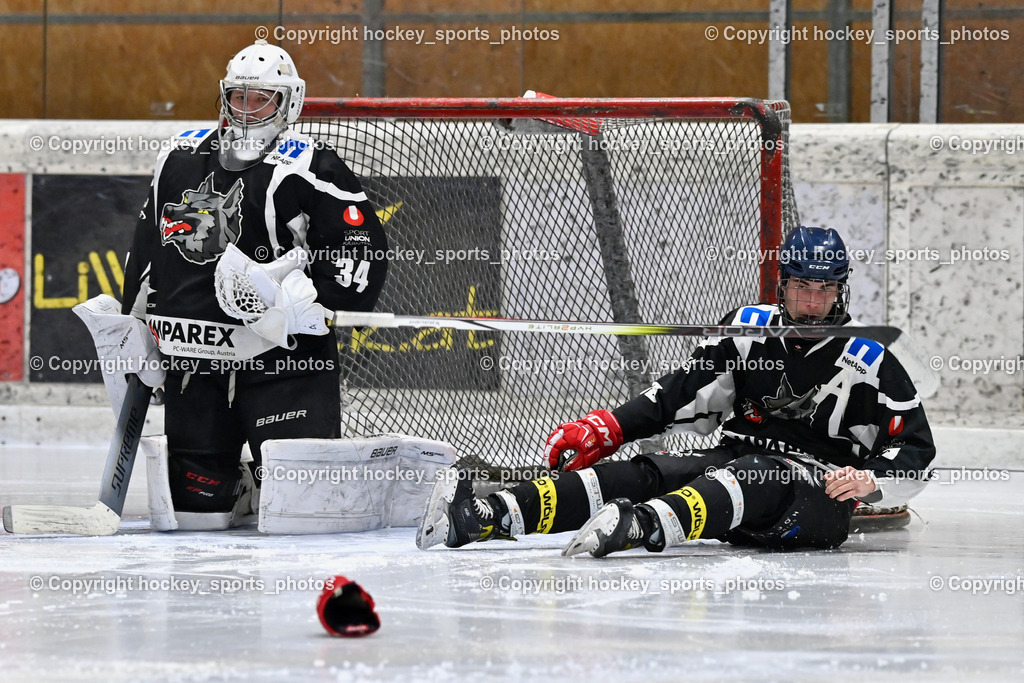 EC Tigers Paternion vs. Tarco Wölfe II | #34 Schleinzer Manuel Tarco Wölfe II, #19 Werner Maximilian Tarco Wölfe II, Fliegender Stock, EC Tigers Paternion vs. Tarco Wölfe II, EC Tigers Paternion vs. Tarco Wölfe II am 19.12.2024 in Spittal an der Drau (Eissportzentrum Spittal), Austria, (Photo by Bernd Stefan)