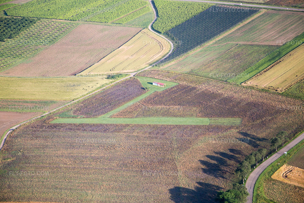 Aerial view: Oberhoffen-lès-Wissembourg, model airfield in Wissembourg in the state Bas-Rhin, France. – Photo: IMG_089947.jpg taken on 06/26/2016 by Werner Riehm/FLY-FOTO.com – Resolution of the original: 5472 x 3648 px