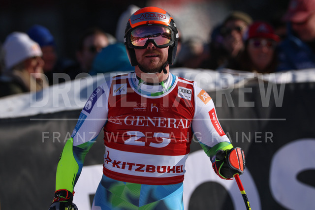 Audi FIS Ski World Cup: Men’s Slalom – Hahnenkamm Race, Kitzbuehel | Kitzbuehel, Austria, 25.Jan.26 - Alpine Skiing - FIS World Cup, Hahnenkamm Race, Slalom, men. The image shows HROBAT Miha (SLO, Atomic).