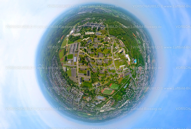 Bonn240590117Hardtberg_Hardthoehe | Luftbild, Übersicht über das Gebiet der Hardthöhe, Dienstsitz des Bundesministeriums der Verteidigung (BMVg), auch Verteidigungsministerium, Erdkugel, Fisheye Aufnahme, Fischaugen Aufnahme, 360 Grad Aufnahme, tiny world, little planet, fisheye Bild, Hardthöhe, Bonn, Nordrhein-Westfalen, Deutschland